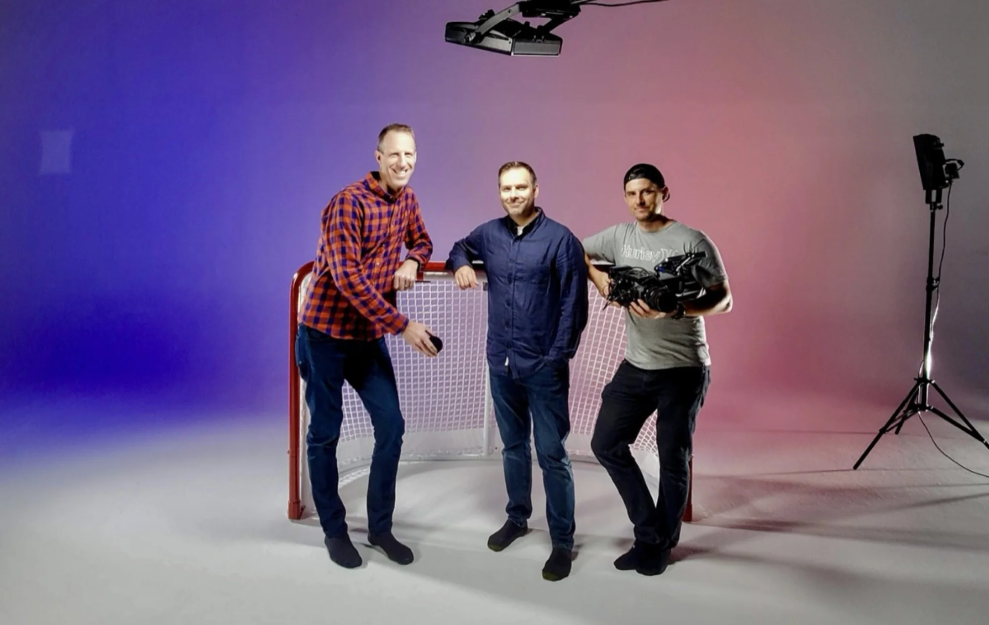 E7 crew on studio set