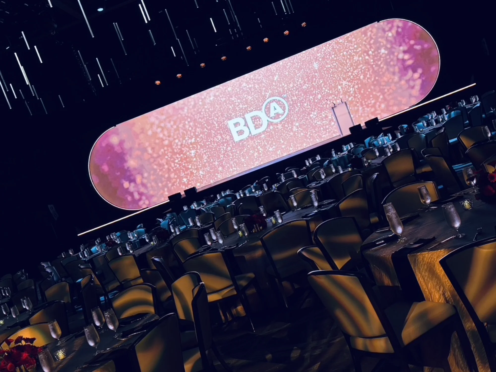 Large LED video wall at gala event