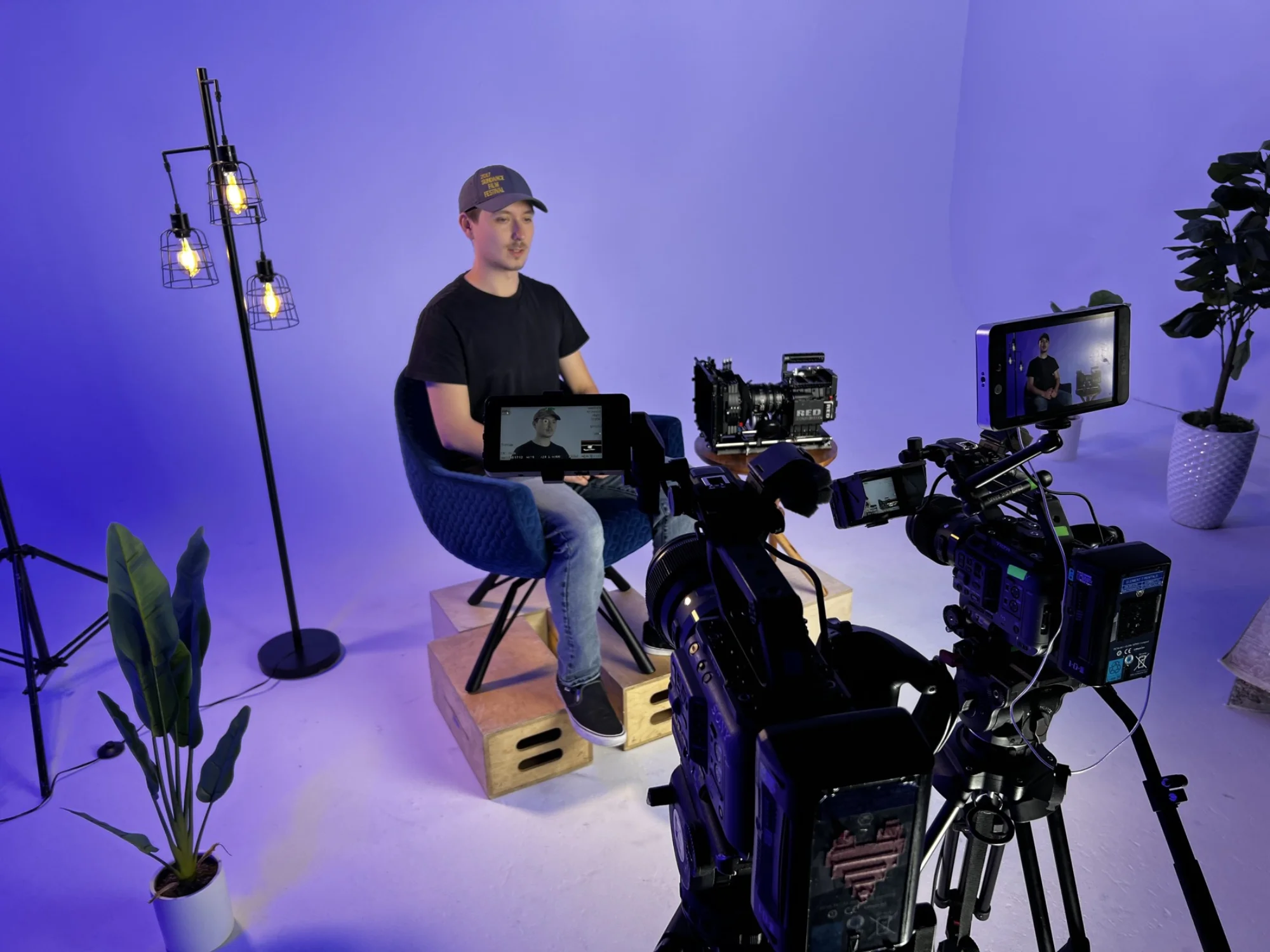 Multi-camera interview production setup